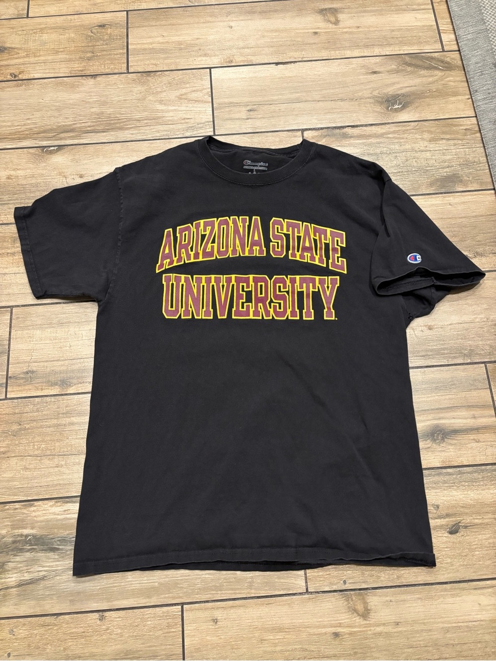 Champion Mens Large Black Arizona State University Spellout Short Sleeve T Shirt
